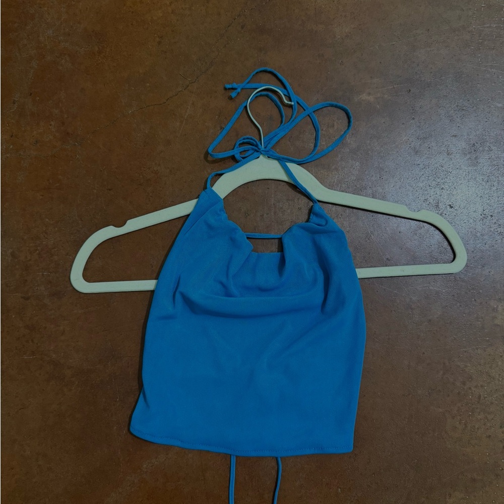 Motel Rocks Turquoise Halter Crop Top